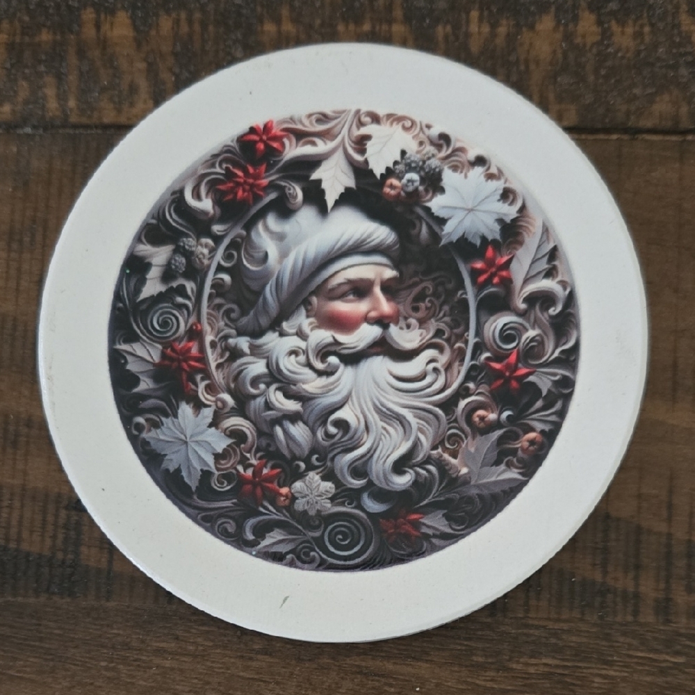 Festive Santa Coaster Set - White and Black - Picture 2 of 6